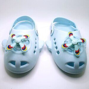 Kids Clog Boys Girls Powder Blue Helicopter Propeller Straps Slipper Sandal Shoe